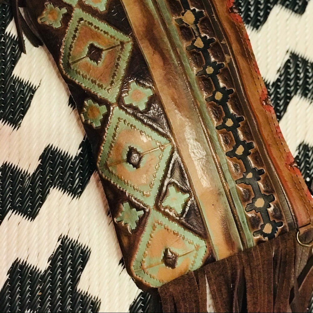6"x 9"  Leather Fringe Clutch - Picture 3 of 8